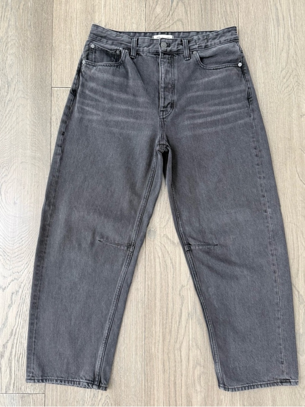 Madewell Darted Barrel Leg Jeans Olenda Washed Grey 100% Cotton 28